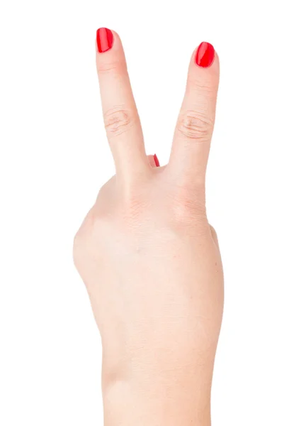 Mano femenina dos dedos — Foto de Stock