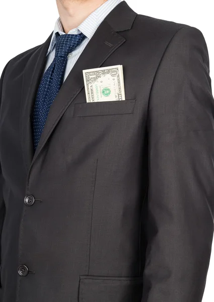 Man in suit with money in pocket — Stock Photo, Image