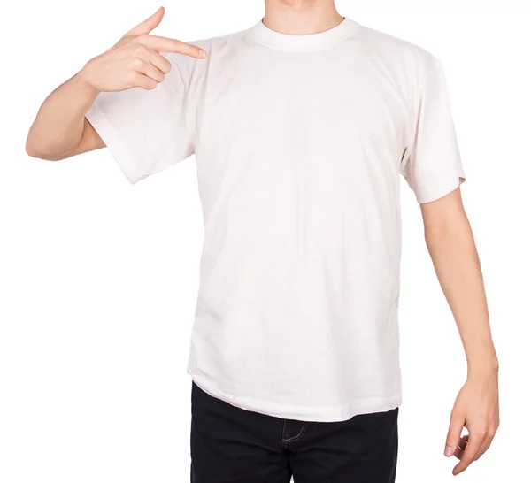 Człowiek w biały t-shirt — Zdjęcie stockowe