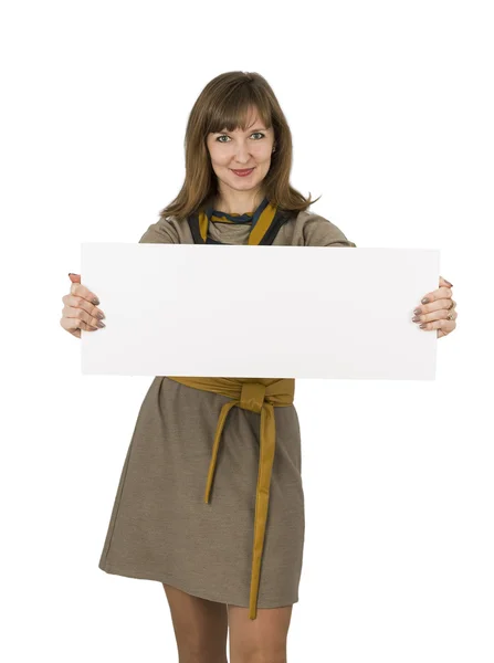 Woman with blank placard — Stock Photo, Image