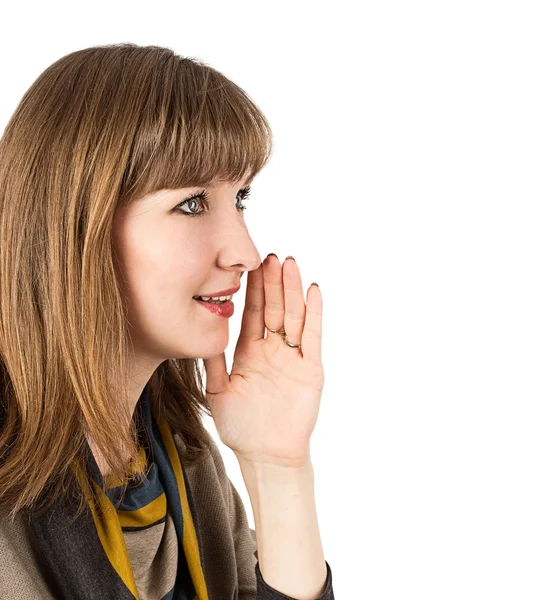 Whispering woman portrait — Stock Photo, Image