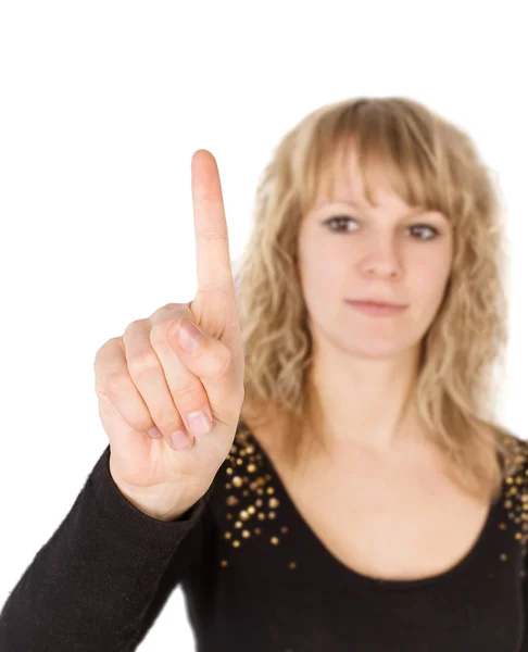 Woman writing with finger — Stock Photo, Image