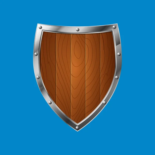 Wooden shield — Stock Vector
