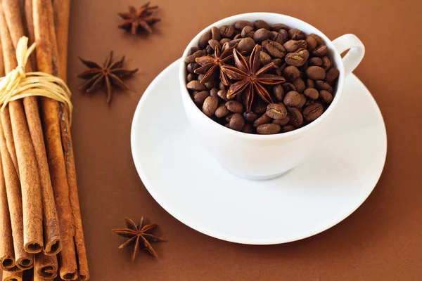 Coffee beans in a white cup — Stock Photo, Image