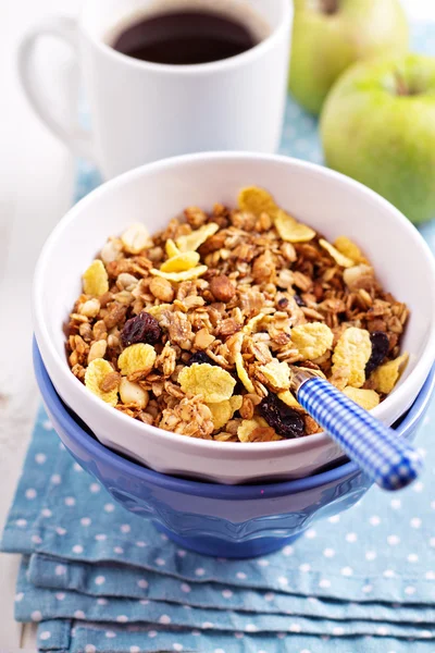 Müsli med nötter och frukt — Stockfoto