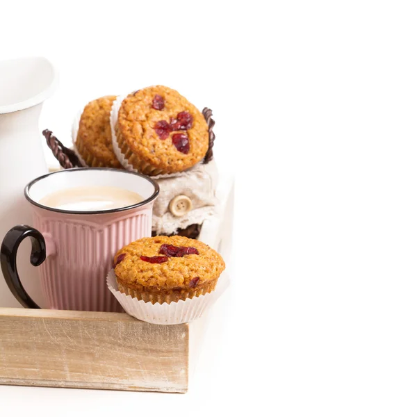 Muffins with coffee for breakfast — Stock Photo, Image