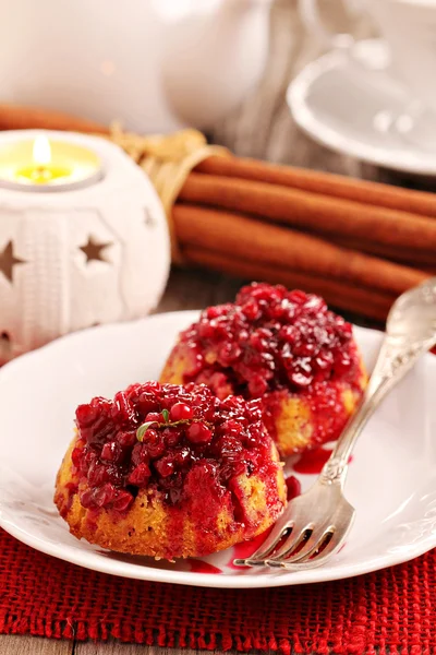 Muffin alla mirtillo rosso sottosopra — Foto Stock