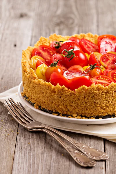 Pastel de queso salado con tomates — Foto de Stock