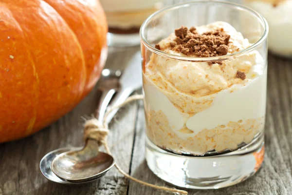 Pumpkin Cheesecake in a glass — Stock Photo, Image