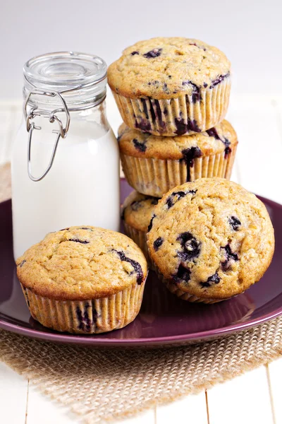 Healthy blueberry banana muffins — Stock Photo, Image