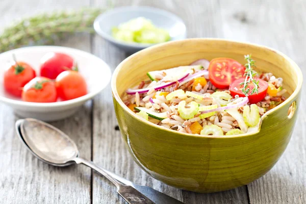 Salada de arroz selvagem com legumes — Fotografia de Stock