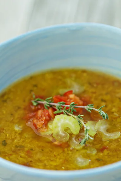 Fechar de uma sopa de lentilha — Fotografia de Stock