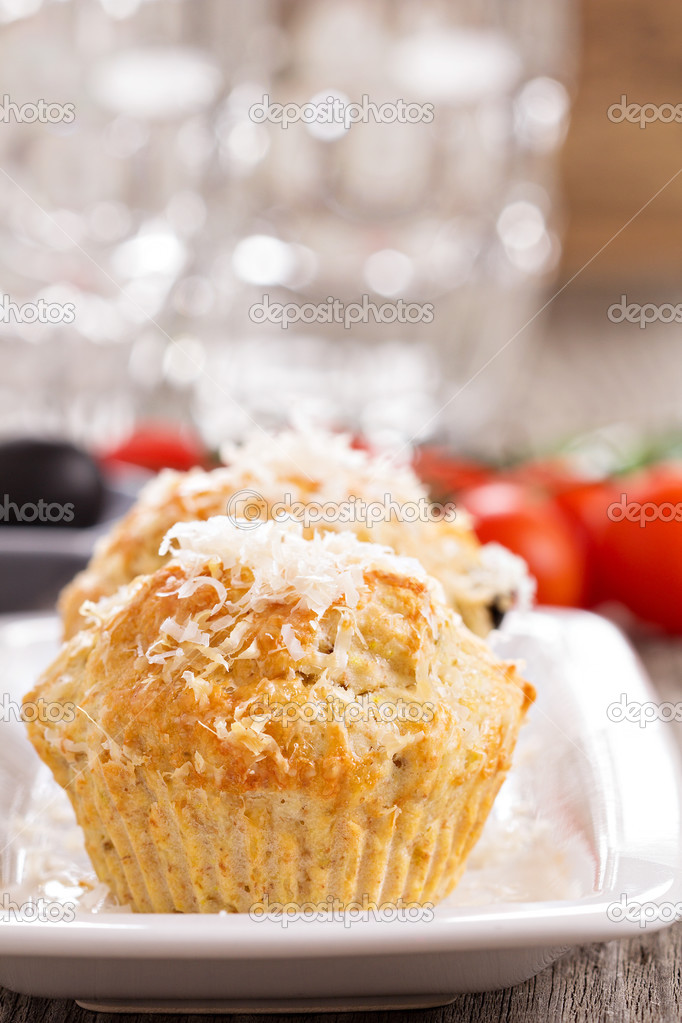 Savoury muffins with parmesan cheese