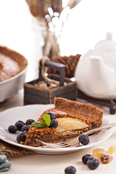 Tarte au chocolat à la poire frangipane — Photo