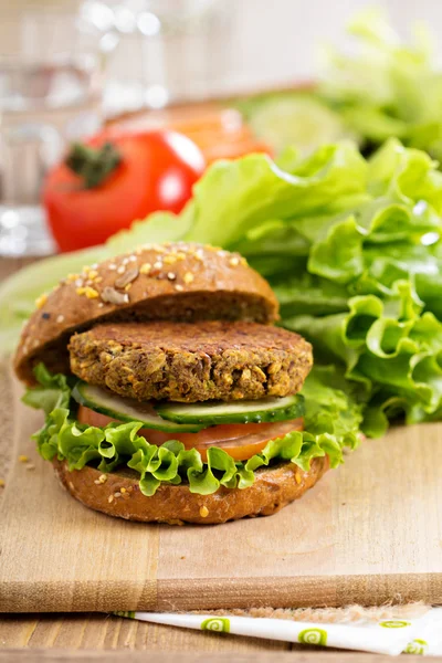 Mercimek ve pistashios vejetaryen Burger — Stok fotoğraf