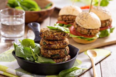 Vegan burgers with beans and vegetables clipart
