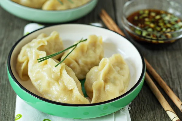Chinese dumplings met grond kip — Stockfoto