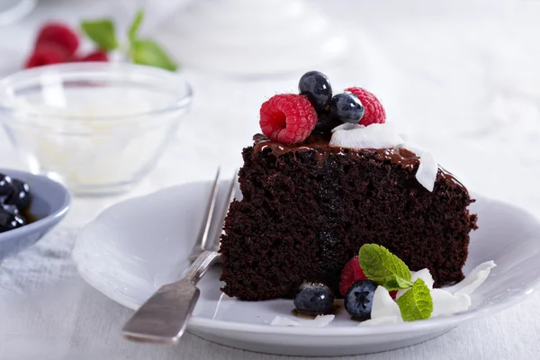 Vegansk choklad tårta — Stockfoto