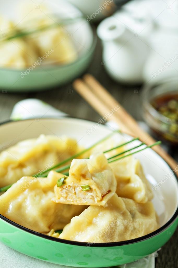 Chinese dumplings with ground chicken