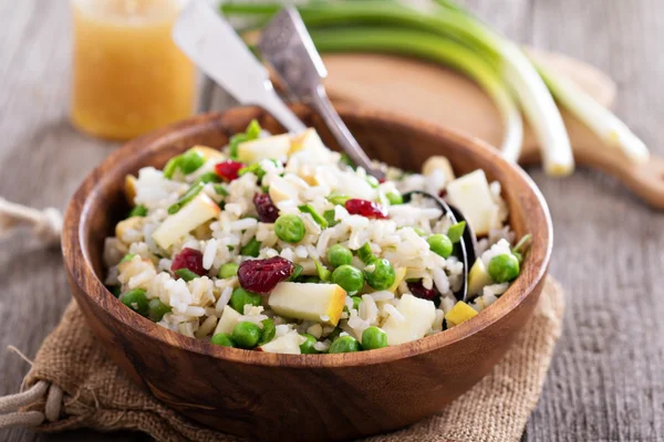 Salad with rice, apple, cranberry and peas — Stock Photo, Image