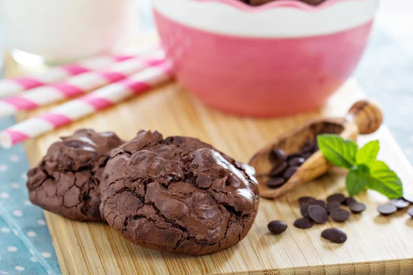Chocolate cookies i a bowl — Stock Photo, Image