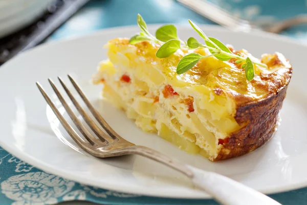 Potatis och peppar frukost gratinerad — Stockfoto