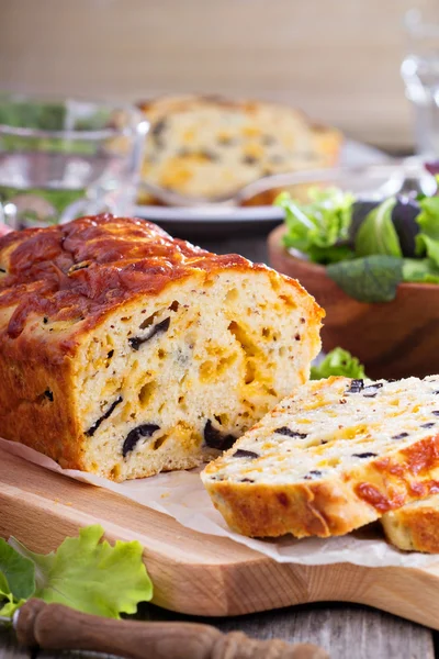 Savory cheese loaf with olives — Stock Photo, Image