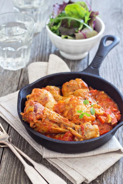 Chicken with mustard and red peppers — Stock Photo, Image