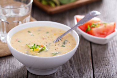 Vegetables and corn chowder clipart
