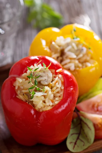 Pimentos recheados vegan com arroz — Fotografia de Stock