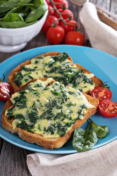 Spinach and cheese sandwich — Stock Photo, Image