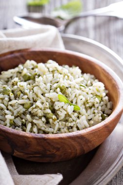 Green rice with herbs clipart