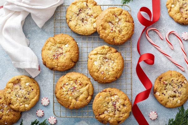 Peppermint white chocolate cookies baked for Christmas — Stock Photo, Image