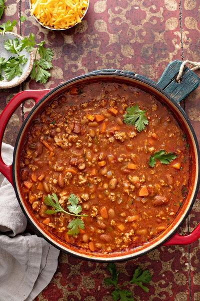Traditionelle Chilisuppe mit Fleisch und roten Bohnen — Stockfoto