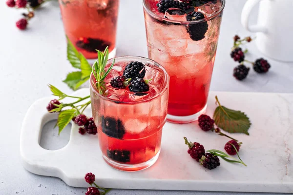Refreshing Blackberry Cocktail Mocktail Fresh Rosemary Cool Summer Fall Drink — Fotografia de Stock