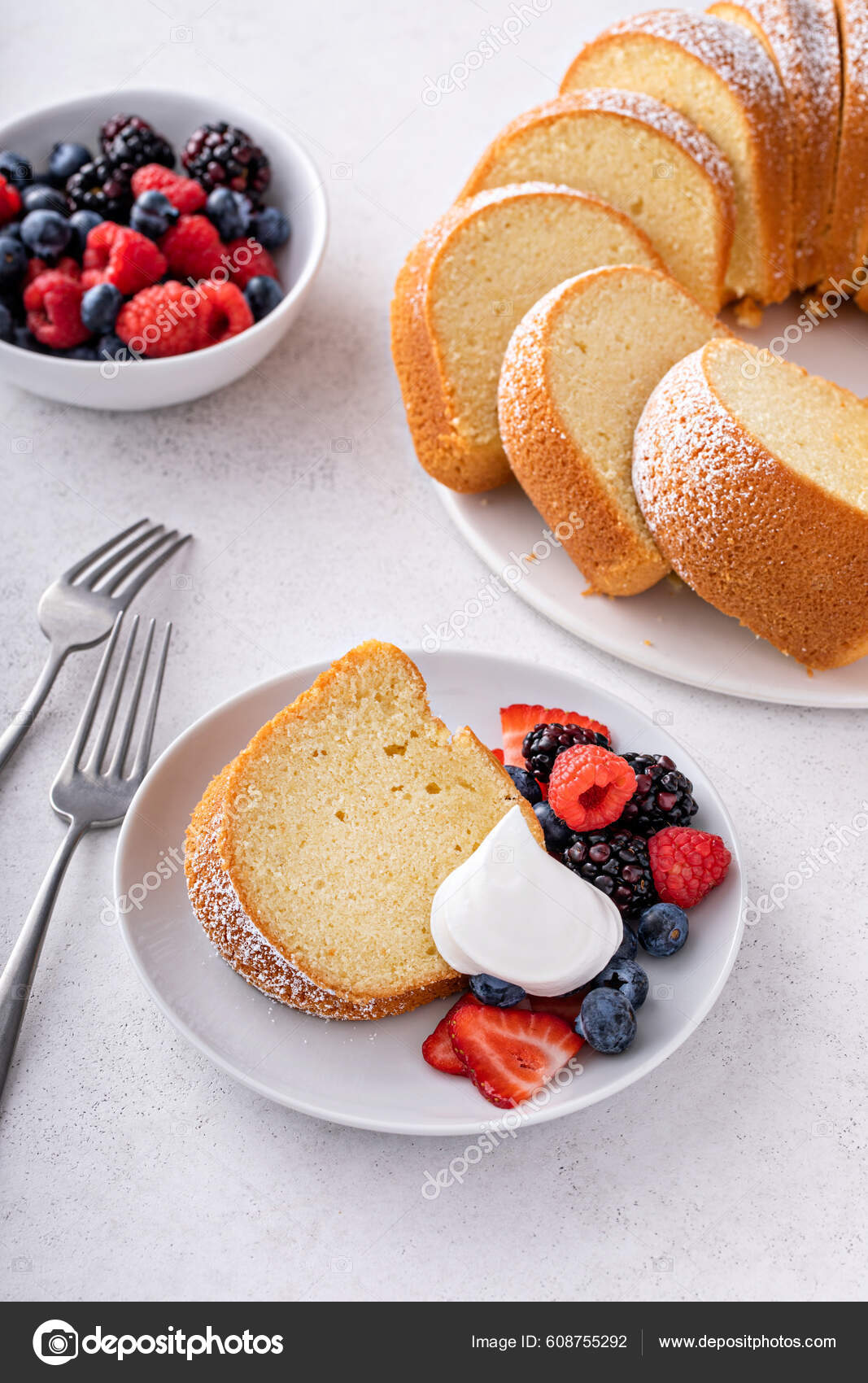 Pound Cake Baked Bundt Pan Traditional Vanilla Sour Cream Flavor