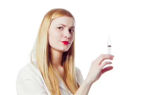 Pretty nurse with syringe — Stock Photo, Image