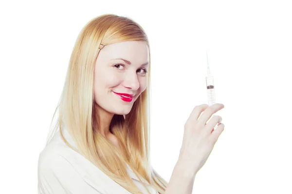 Pretty nurse with syringe — Stock Photo, Image