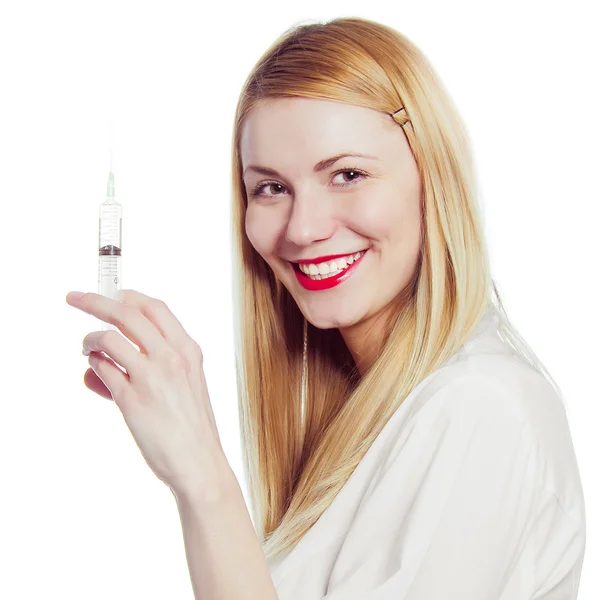 Pretty nurse with syringe — Stock Photo, Image