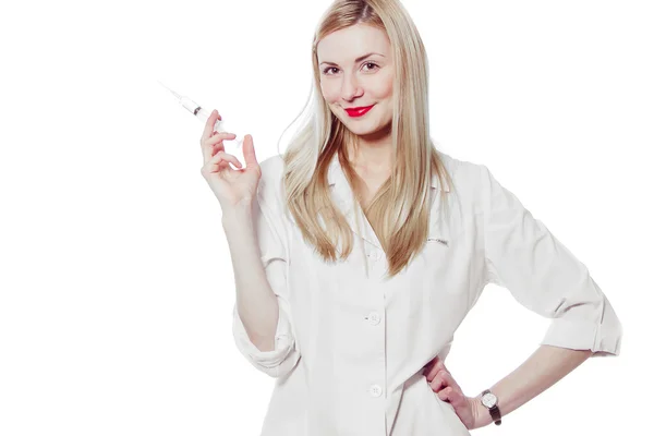 Pretty nurse with syringe — Stock Photo, Image