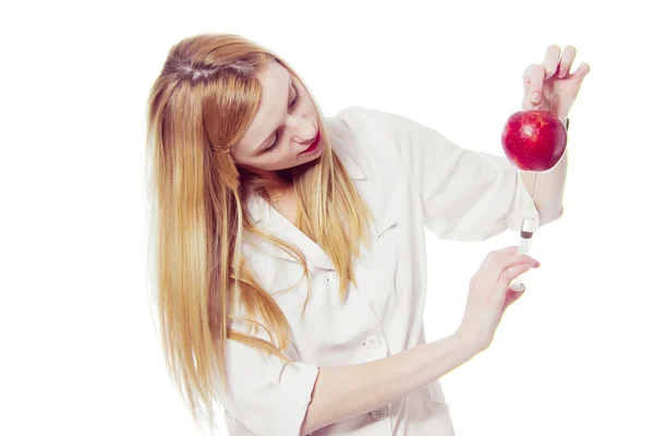 Mulher médico com maçã — Fotografia de Stock