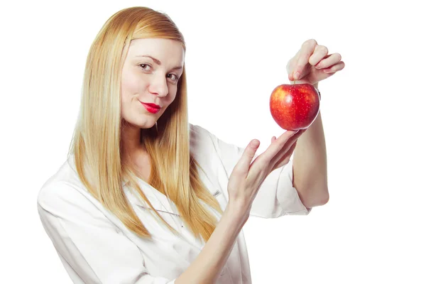 Woman doctor with apple — Stock Photo, Image