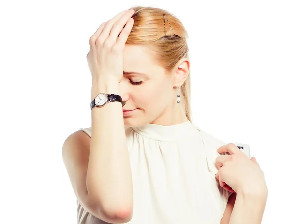 Stressed and freaking out woman — Stock Photo, Image