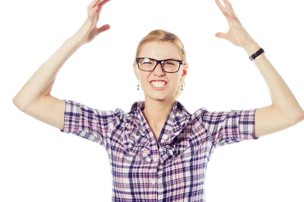 Stressato e spaventando donna — Foto Stock