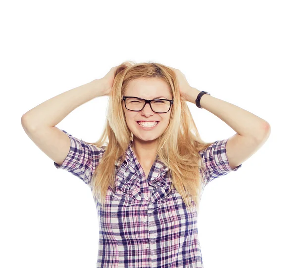 Gestresst en freaking out vrouw — Stockfoto