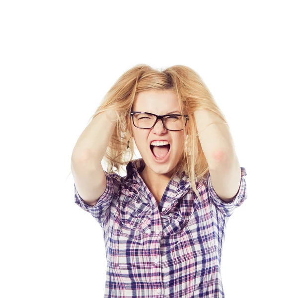 Gestresst en freaking out vrouw — Stockfoto