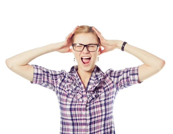 Stressato e spaventando donna — Foto Stock