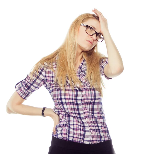 Stressed and freaking out woman — Stock Photo, Image