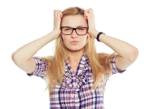 Stressato e spaventando donna — Foto Stock