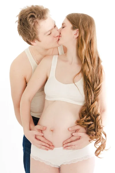 Man met zijn zwangere vrouw — Stockfoto